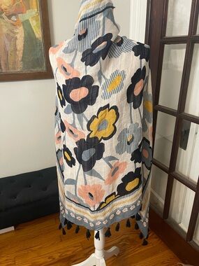 Spartina 449 Floral Tassel Wrap in Yellow, Pink, Navy, Gray